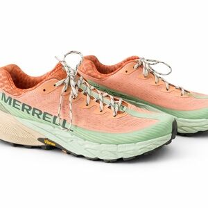 Merrell Agility Peak 5 Trail Running Shoes Peach Mint Vibram Women’s 10.5